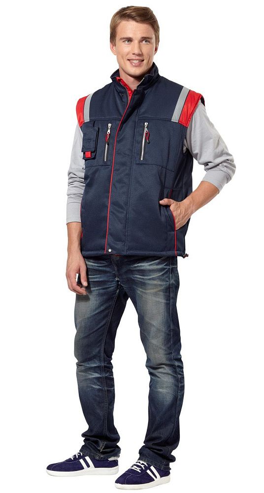 Жилет мужской утепленный рабочий Авангард синий-красный