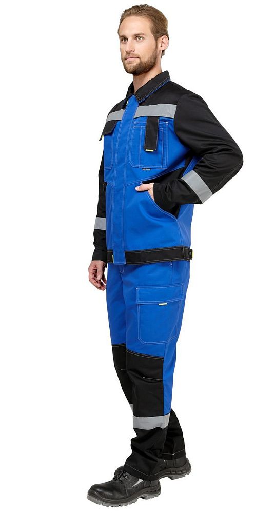 Костюм мужской рабочий летний Гудзон NEW с пк василек-черный