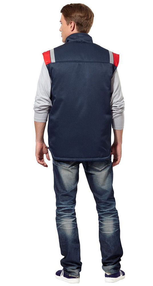 Жилет мужской утепленный рабочий Авангард синий-красный